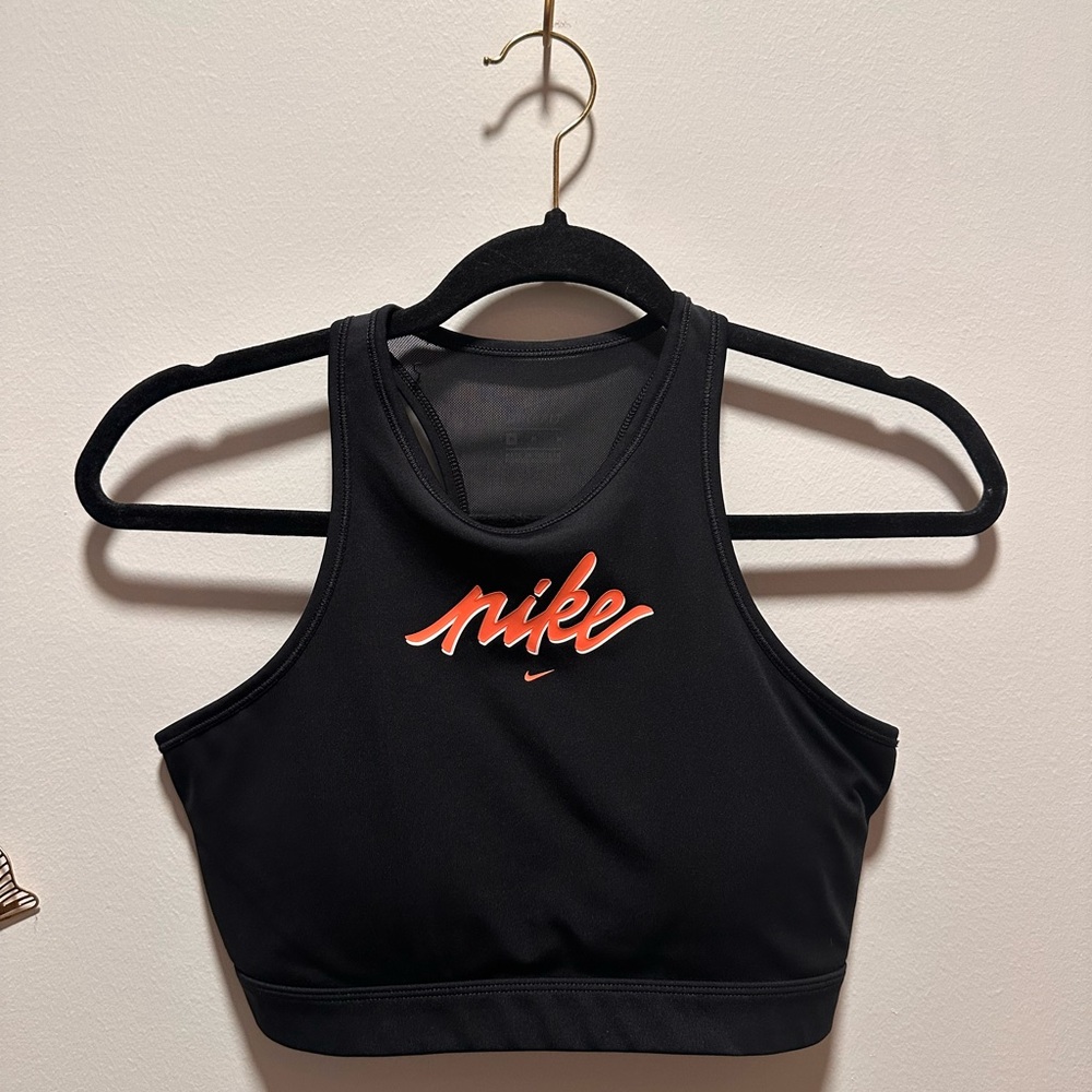 Nike Black and Orange Sports Bra